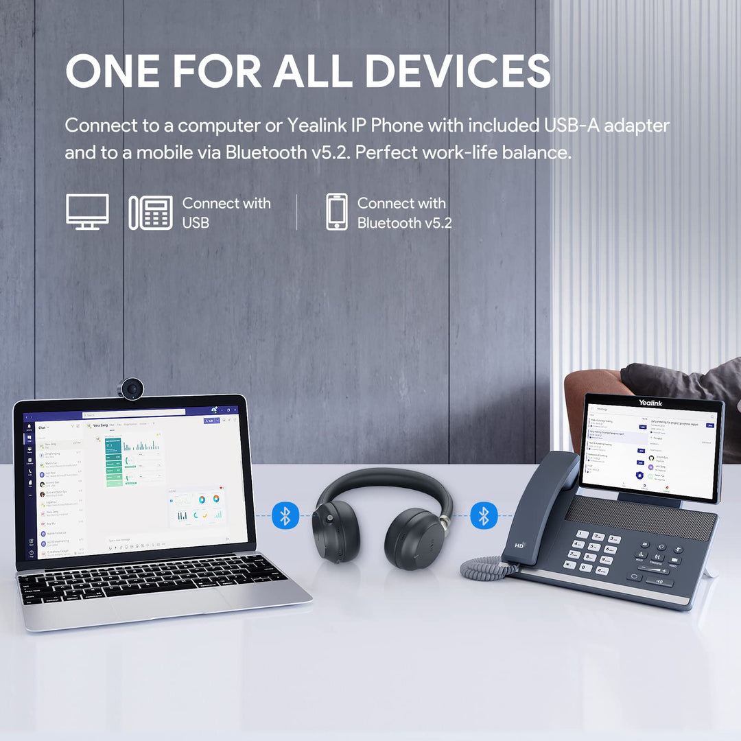 Yealink BH72 Lite Wireless Headset, Bluetooth, Teams Zoom Certified