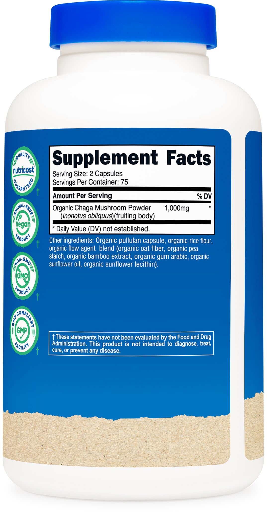 Nutricost Organic Chaga Mushroom Capsules, 1000 mg, 150 Count