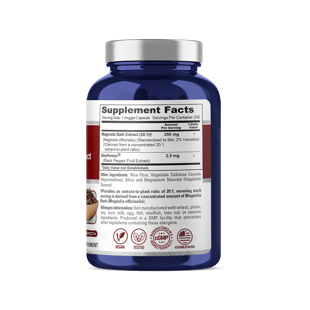 NusaPure Magnolia Bark, 250 mg, 200 Count