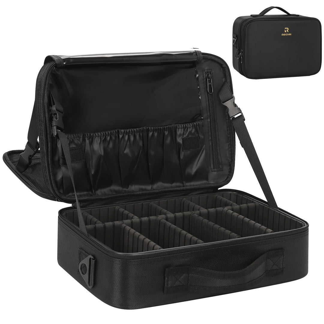Relavel Makeup Case, Black, 13.8 in
