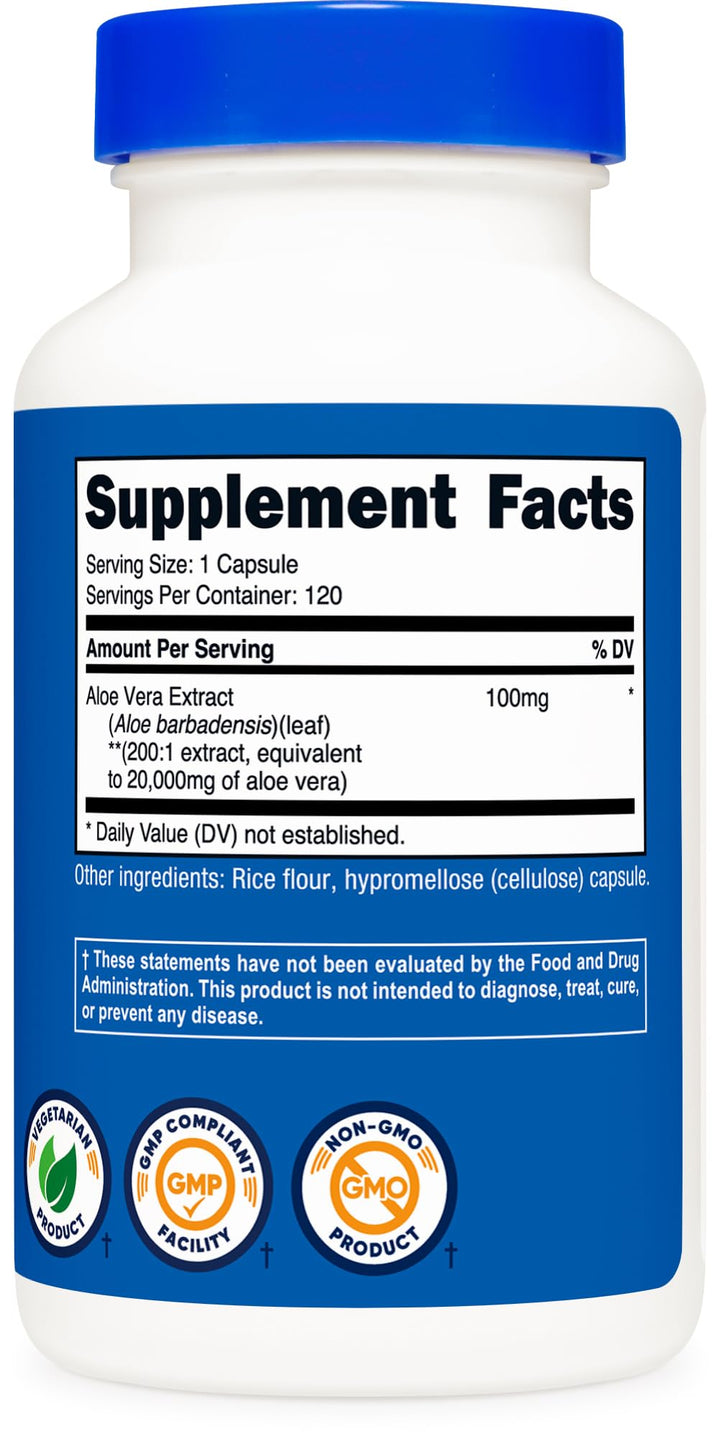 Nutricost Aloe Vera Extract Capsules, 120 Count