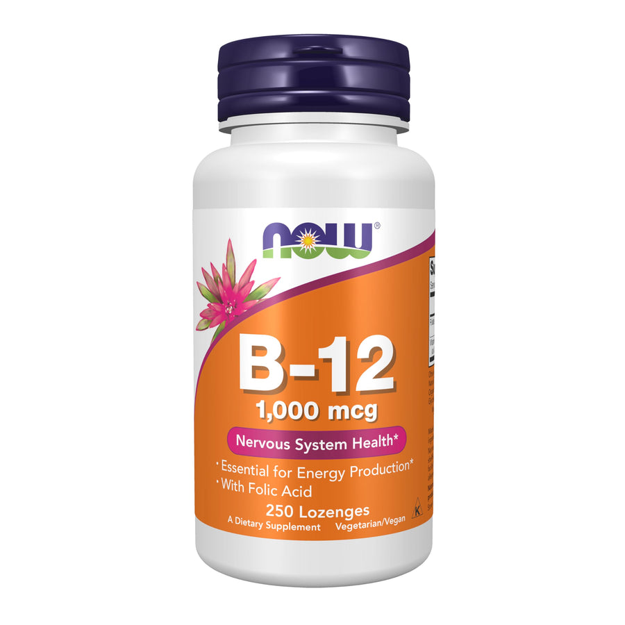 NOW Vitamin B-12 1000 mcg with Folic Acid, 250 Count