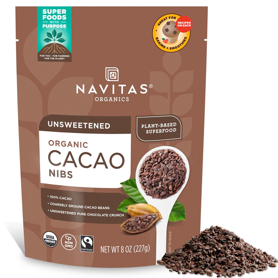 Navitas Organics Cacao Nibs, Unsweetened, 8 oz