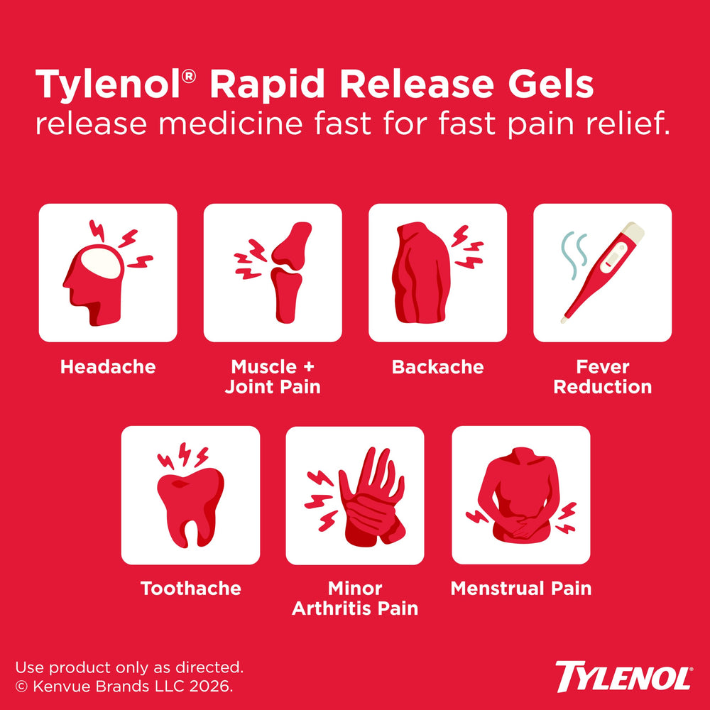 Tylenol Extra Strength Acetaminophen Rapid Release Gels, 500 mg, 100 Count