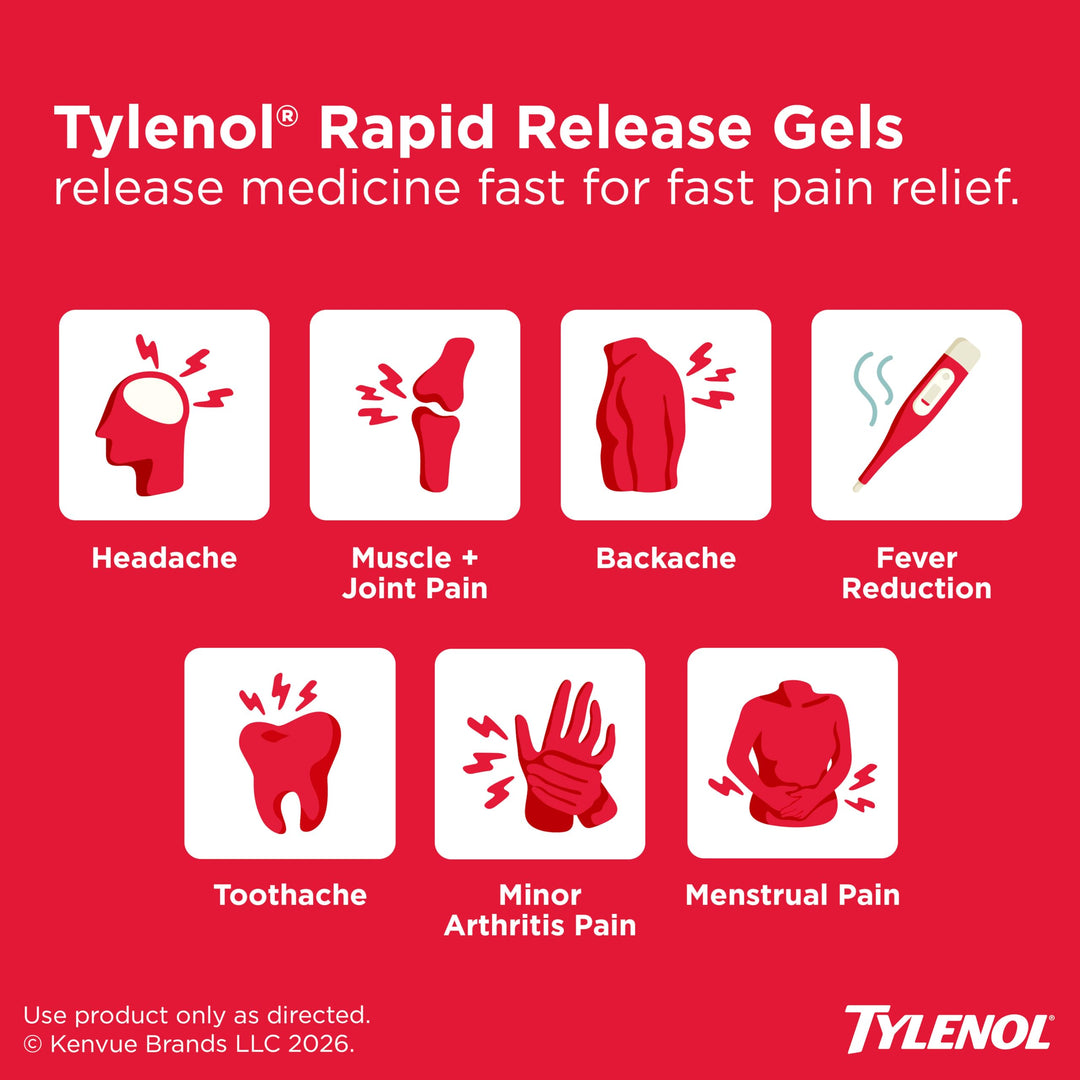 Tylenol Extra Strength Acetaminophen Rapid Release Gels, 500 mg, 100 Count