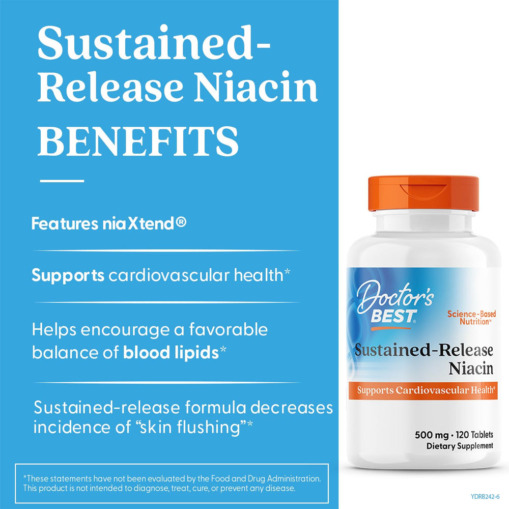 Doctor's BEST Niacin Extended Release, 500 mg, 120 Count