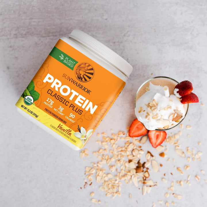 Sunwarrior Classic Plus Organic Vegan Protein Powder, Vanilla, 15 Servings
