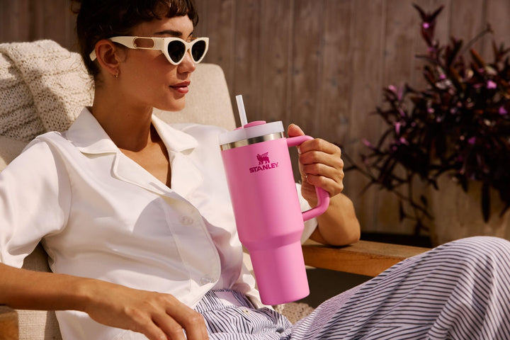 STANLEY Quencher H2.0 Tumbler with Handle and Straw, Rose Quartz, 14 oz