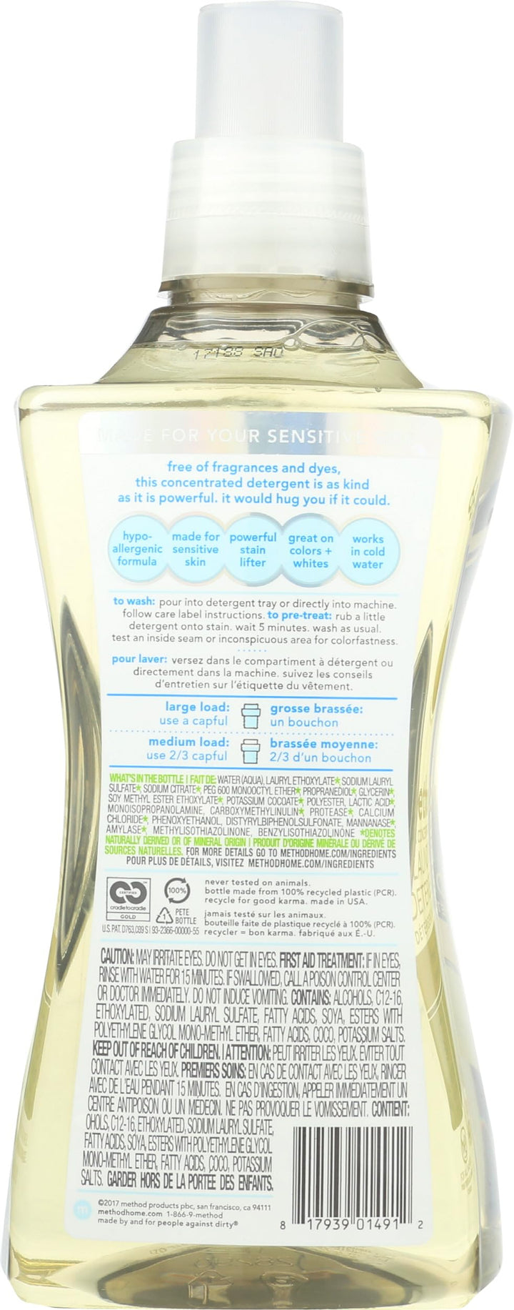 Method Liquid Laundry Detergent, Fragrance Free + Clear, 53.5 fl oz
