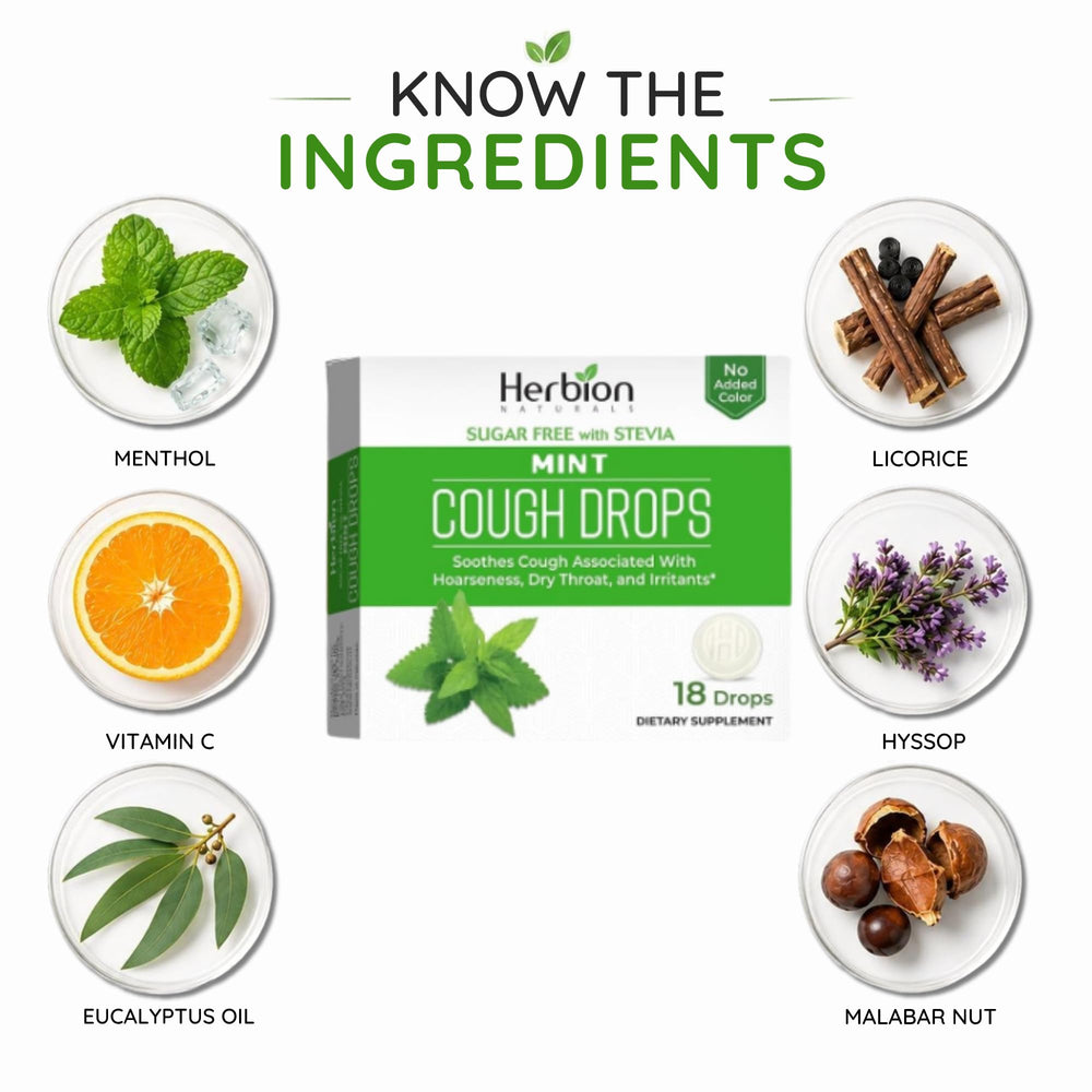 Herbion Naturals Sugar Free Cough Drops, Mint, 18 Count