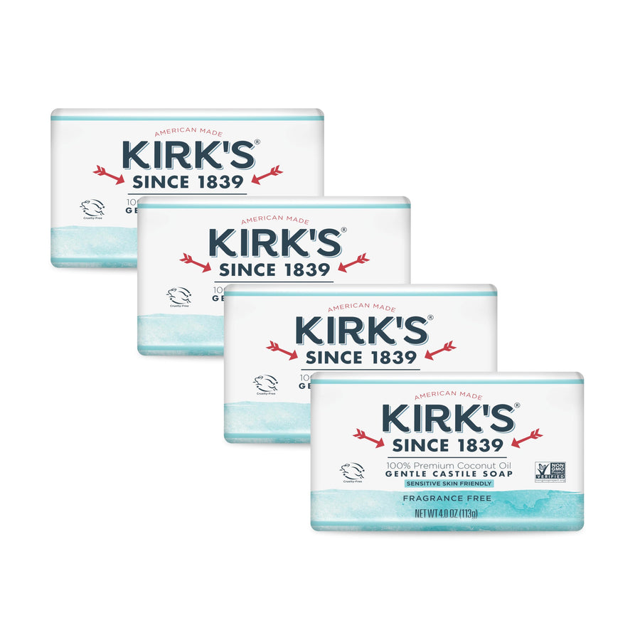 Kirk's Castile Bar Soap, Unscented, 4 oz, 4 Count