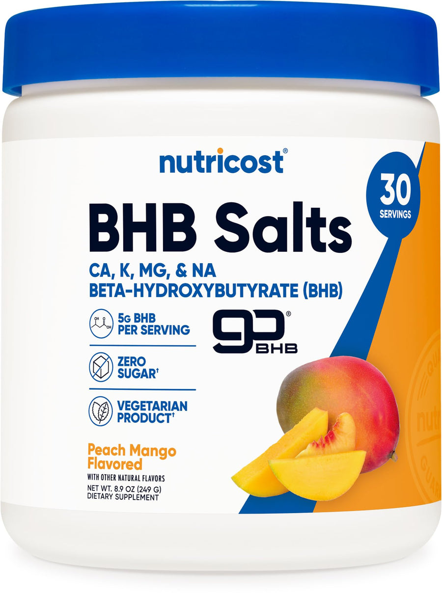 Nutricost BHB Salts Drink Mix, Peach Mango, 30 Count