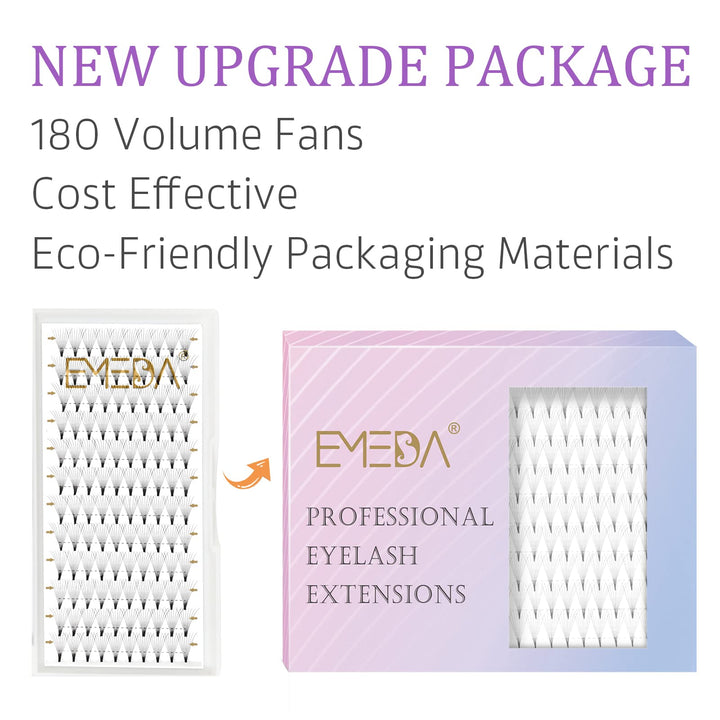 EMEDA Pre Made Fans Eyelash Extensions, 8D 0.07 C, Mix 8-14mm