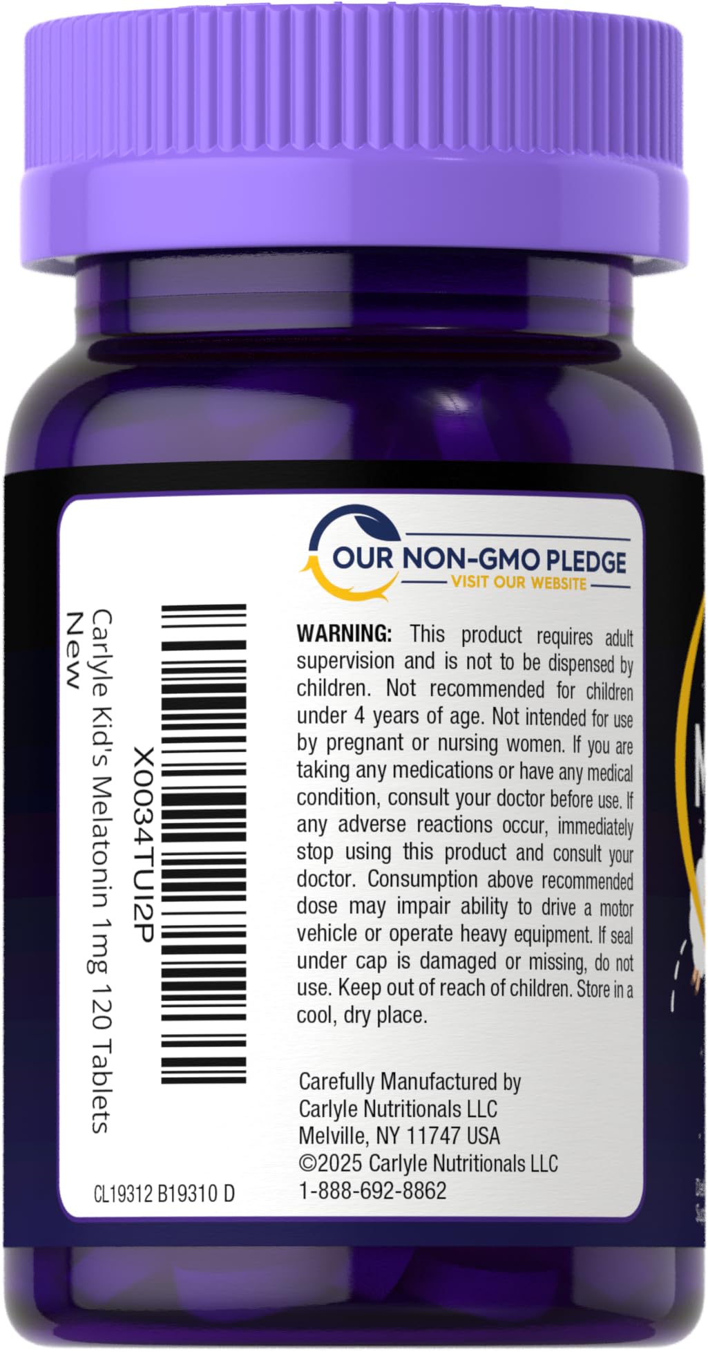 Carlyle Kids Melatonin, Fruit Flavor, 1 mg, 120 Count