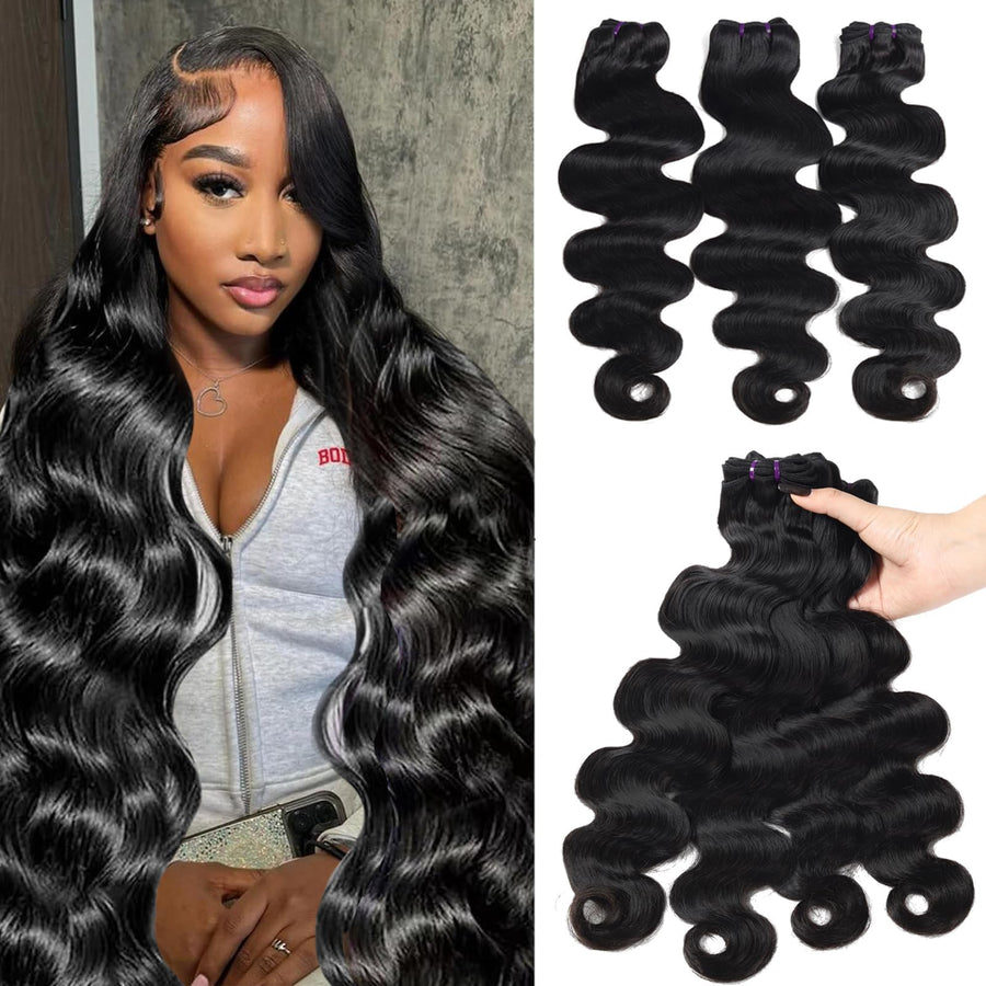 Beauty Queen Body Wave Human Hair Bundles, Natural Color, 22/24/26 Inch