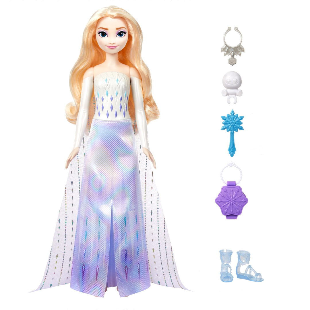 Mattel Disney Frozen Elsa Doll Set, Spin and Reveal, 11 Count