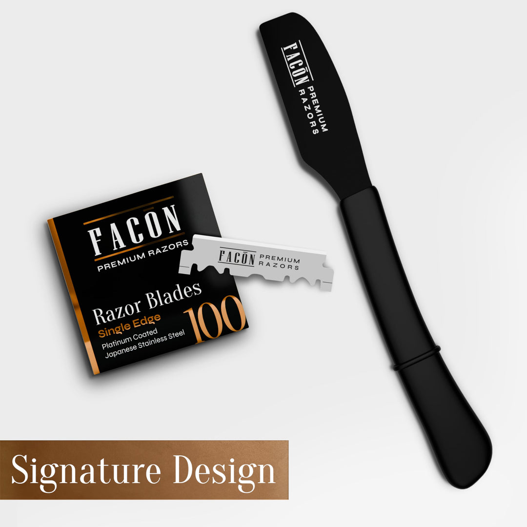 FACON Straight Edge Barber Razor, 10 Count