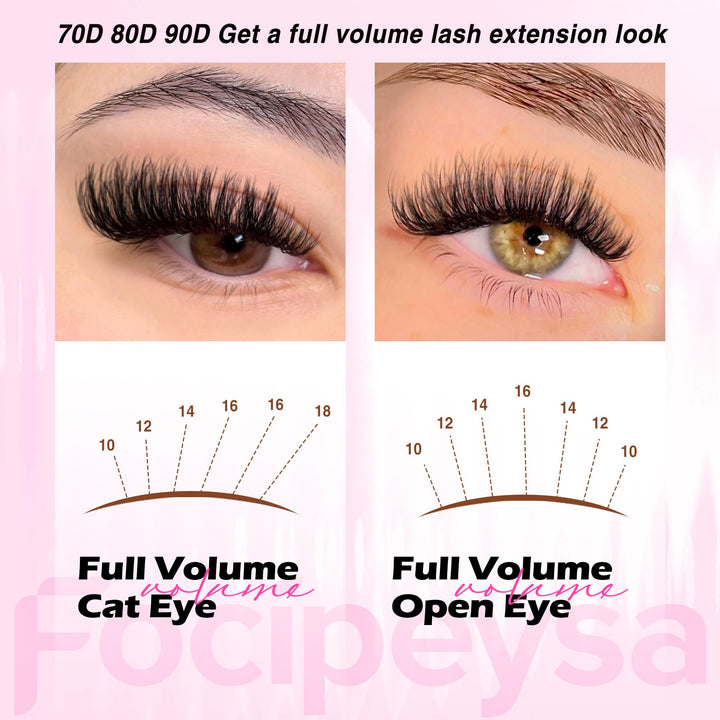 Focipeysa Fluffy Lash Extension Mink Thick Cluster Eyelash Extensions, 10-18mm, 300 Count