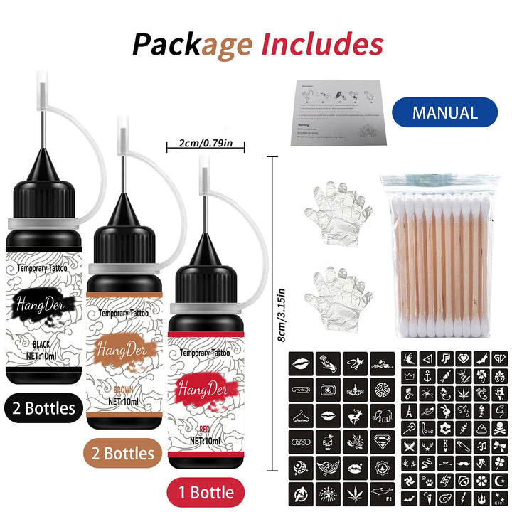 Yomagine Temporary Tattoo Kit, Jagua Gel, 5 Count