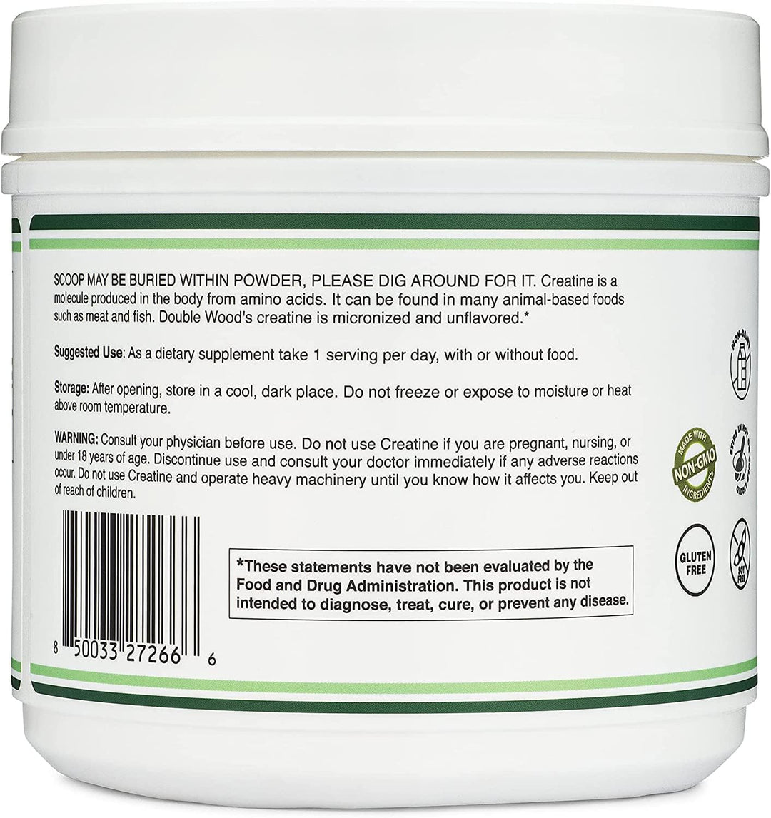 Double Wood Supplements Creatine Monohydrate Powder, 1.1 lb
