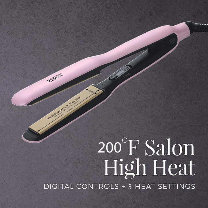 REBUNE RE-2062 Elegance Hair Straightener, Pink