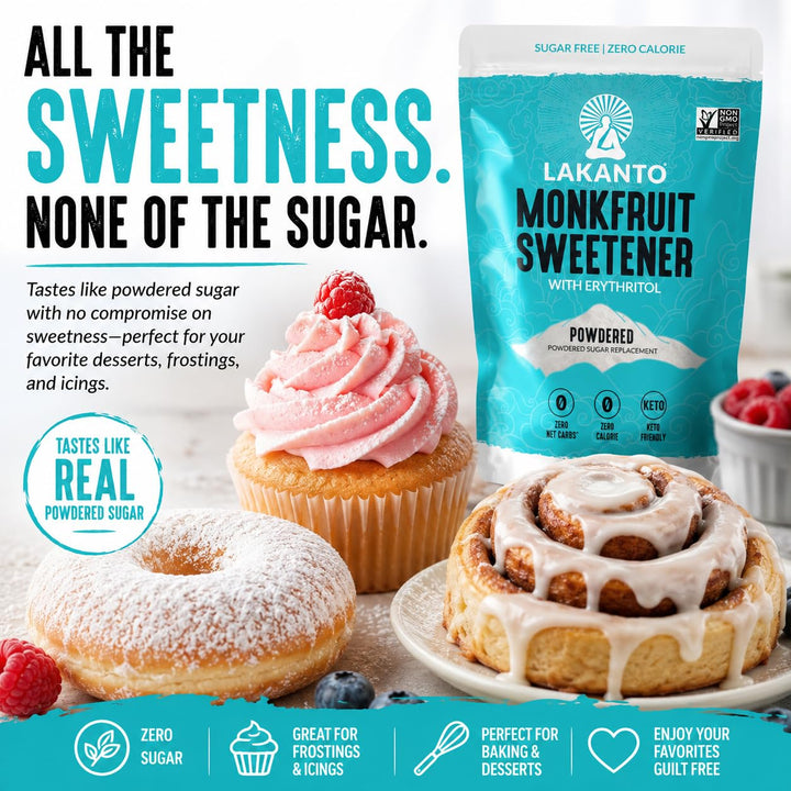 Lakanto Powdered Monk Fruit Sweetener With Erythritol, Confectioners, 1 lb