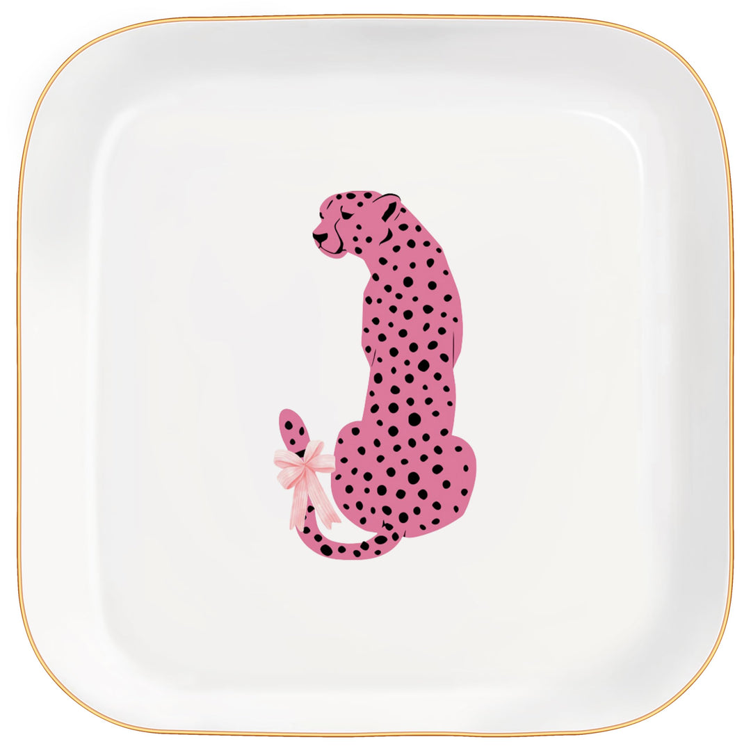 MQPPKJ Jewelry Dish, Pink Preppy Cheetah