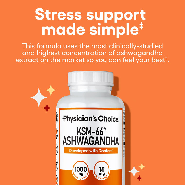 Physician's CHOICE Ashwagandha Root Extract Capsules, 1000 mg, 60 Count