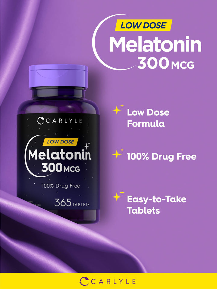 Carlyle Melatonin 300 mcg, Vegetarian, 365 Tablets