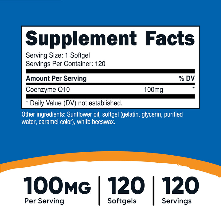 Nutricost CoQ10 Softgels, 100 mg, 120 Count