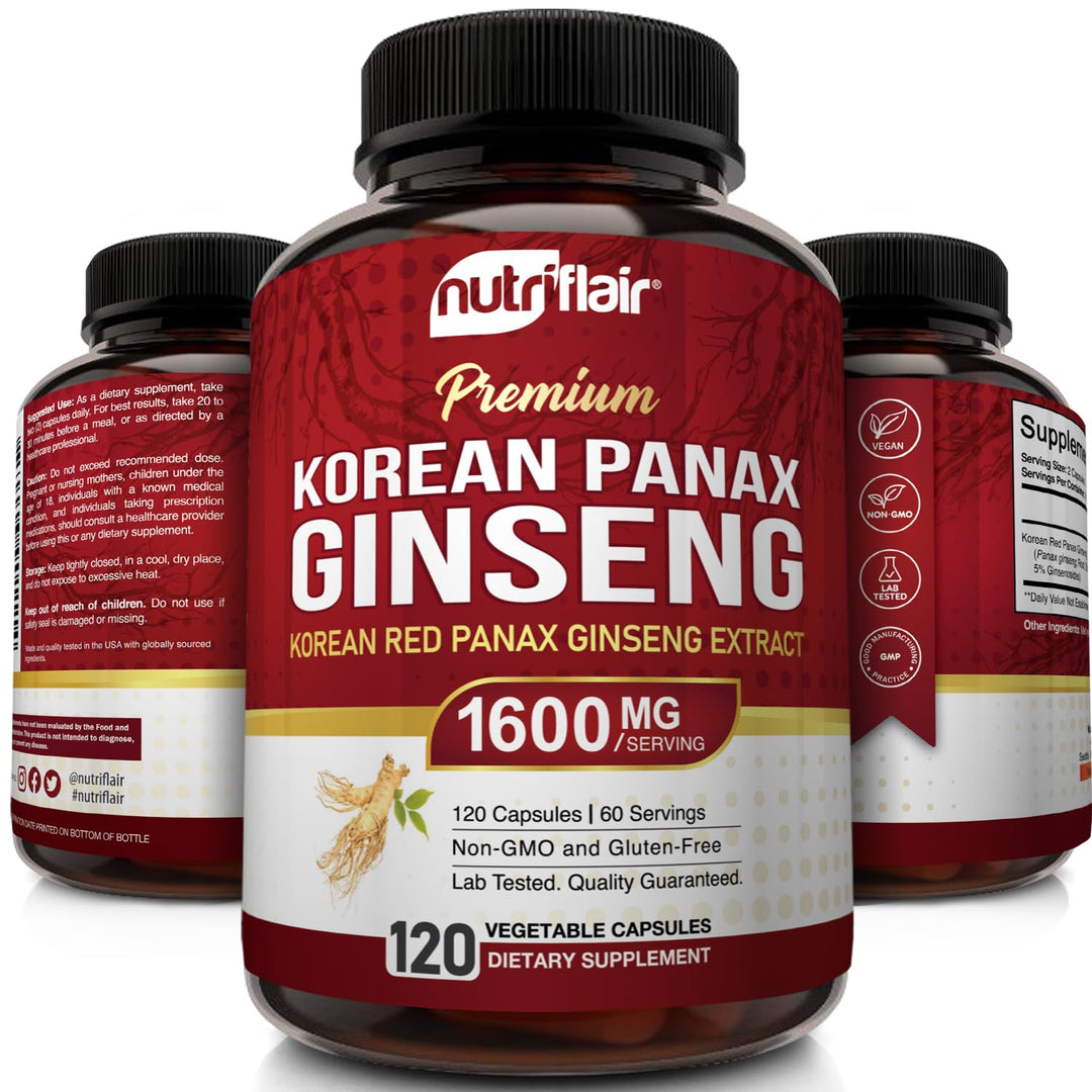 NutriFlair Korean Red Panax Ginseng, 1600 mg, 120 Count