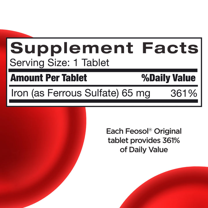 Feosol Original Iron Supplement Tablets, 325 mg, 120 Count