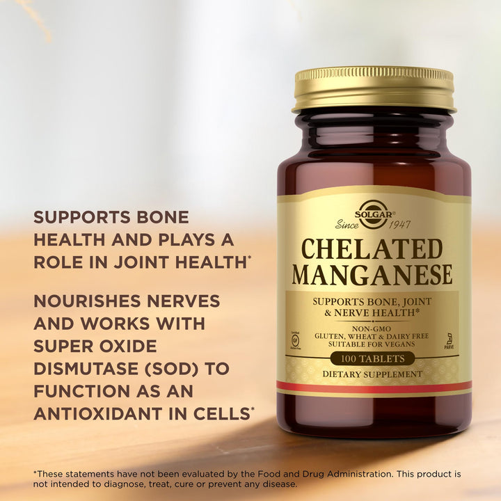 Solgar Chelated Manganese, 100 Count