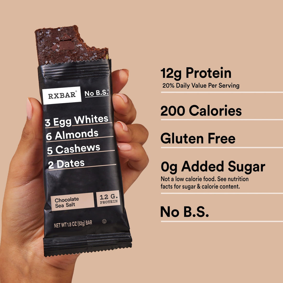 RXBAR Protein Bar, Chocolate Sea Salt, 12 Count