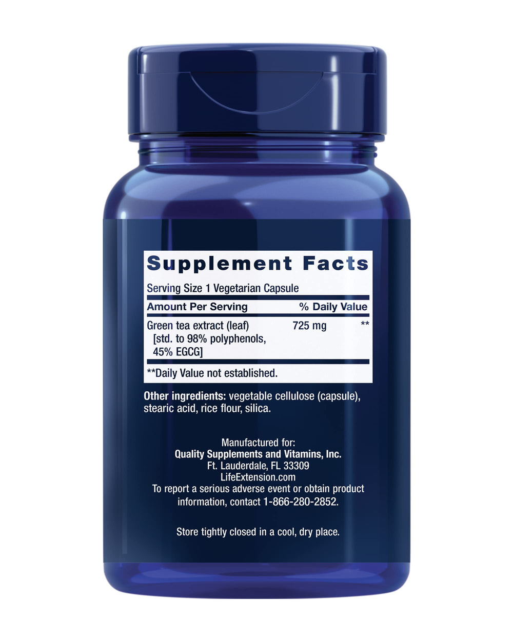 Life Extension Mega Green Tea Extract, Lightly Caffeinated, 100 Count