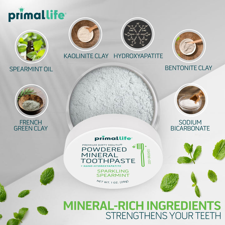 Primal Life Organics Dirty Mouth Toothpowder, Spearmint, 1 oz