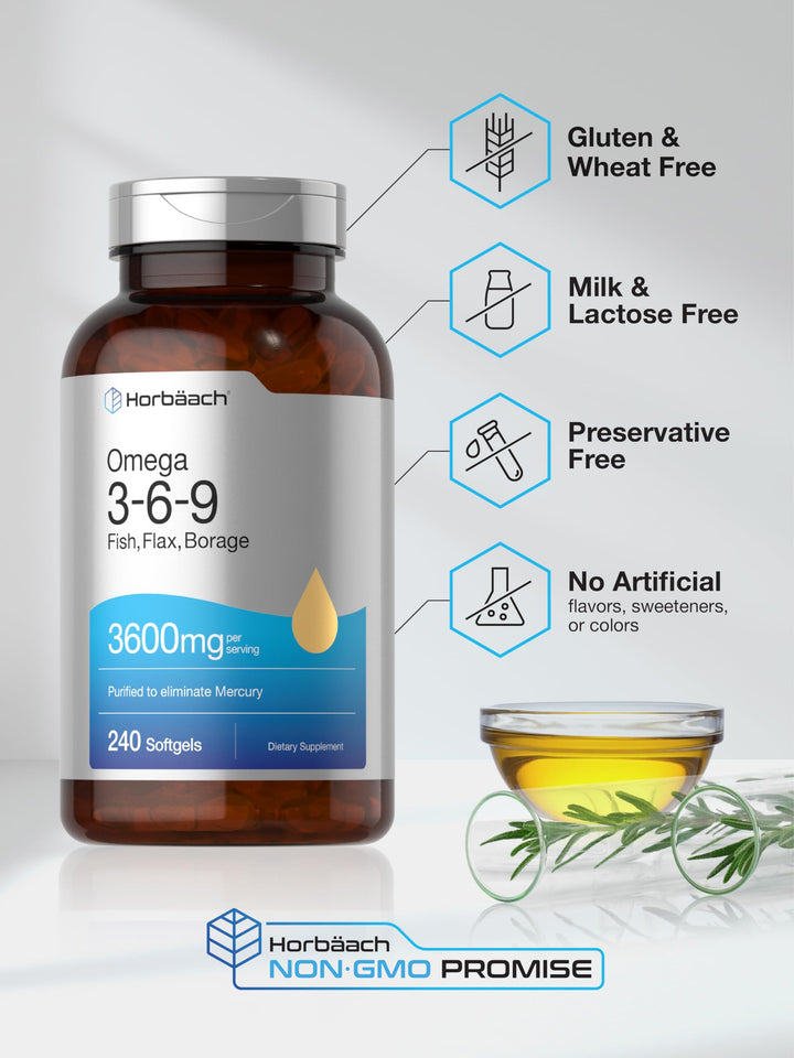 Horbäach Triple Omega 3-6-9 Softgels, 240 Count