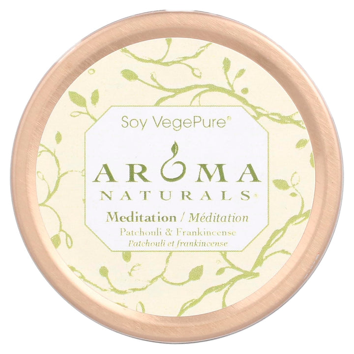 Aroma Naturals Meditation Candle, White Tin, Soy Wax, 2.8 oz
