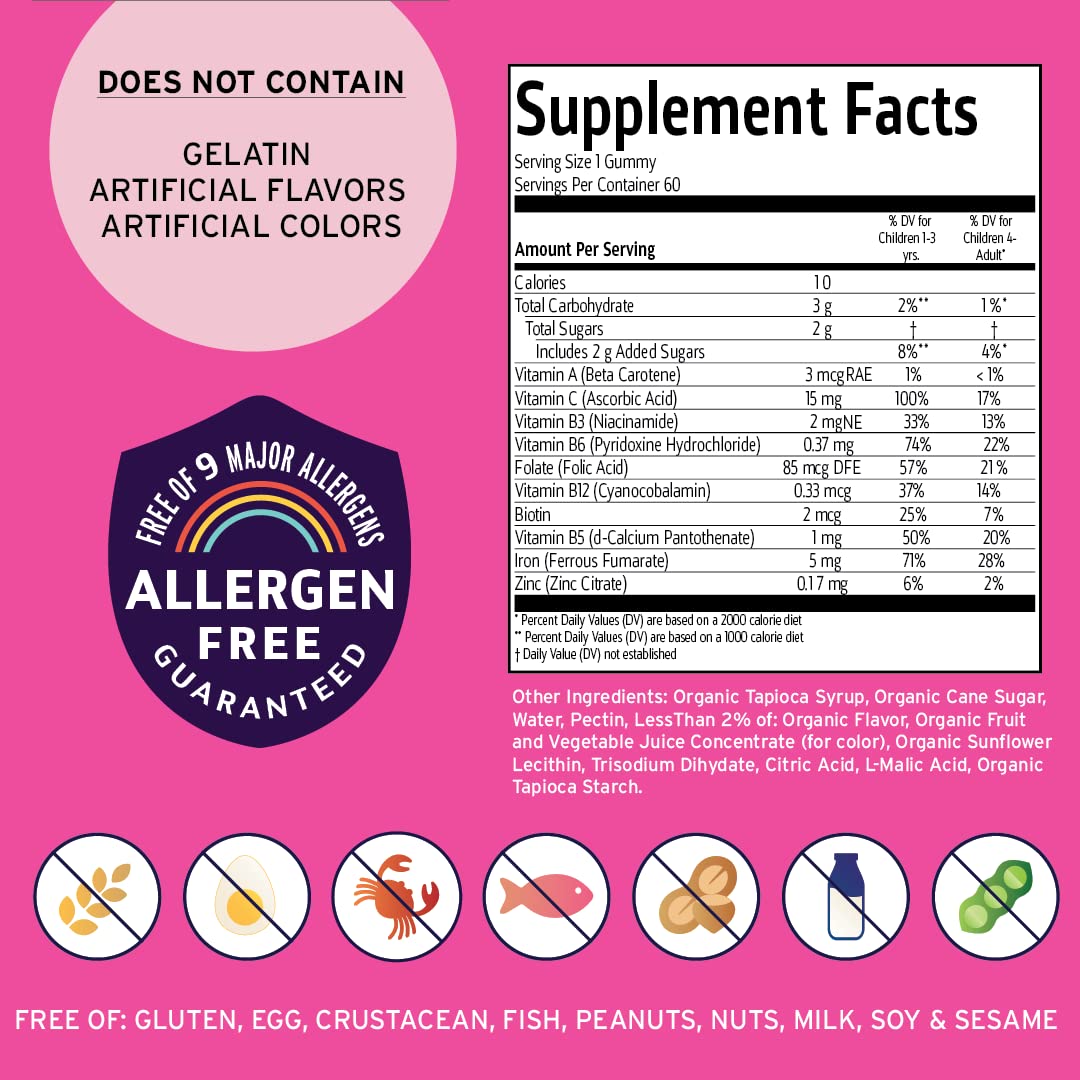 Vitamin Friends Kids Multivitamin and Iron Gummies, Strawberry, 60 Count
