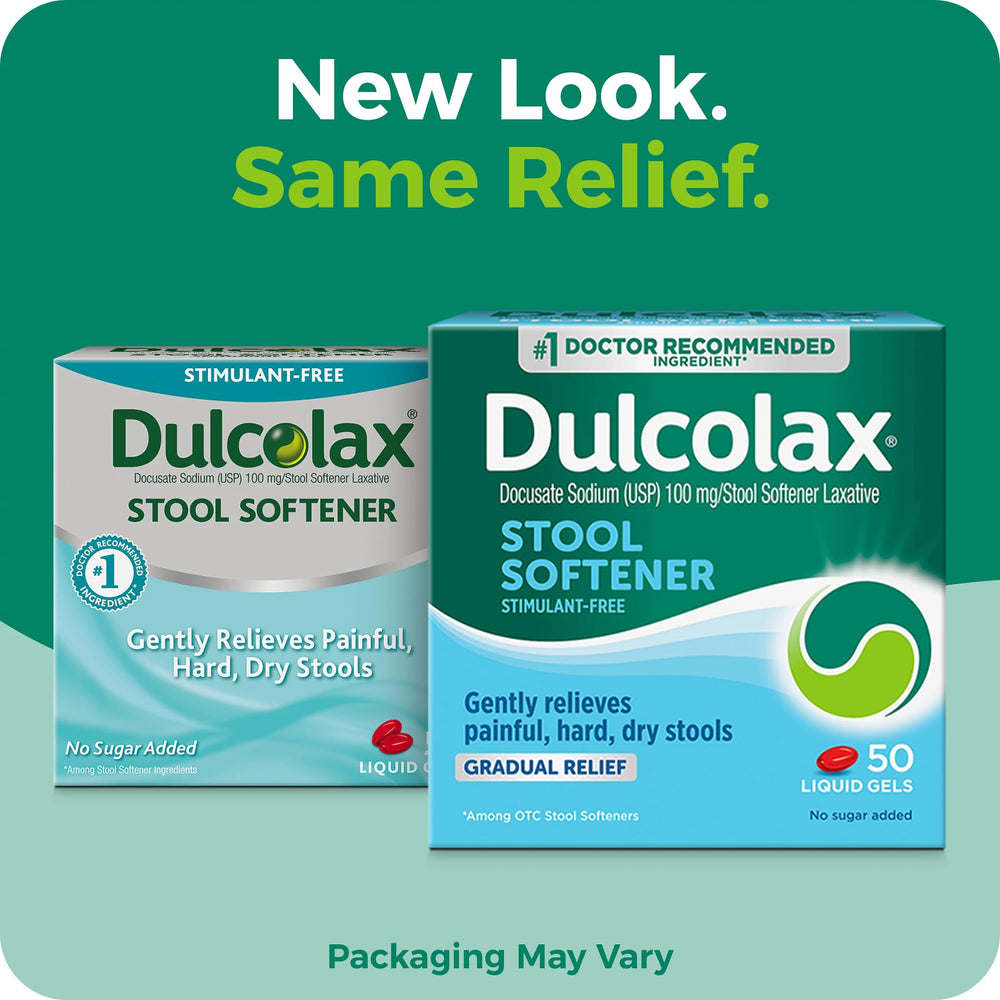 Dulcolax Stool Softener Laxative, Liquid Gel Capsules, 50 Count