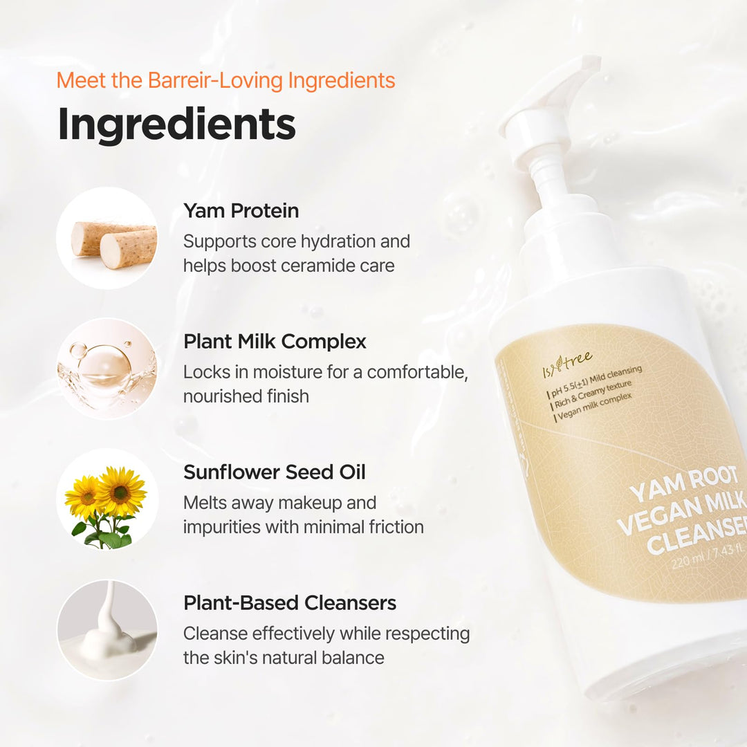 IsNtree Yam Root Vegan Milk Cleanser, 7.43 fl oz