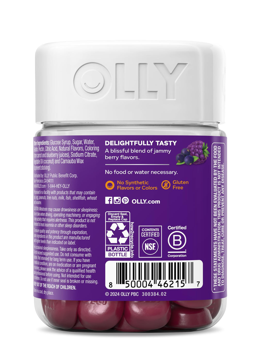 OLLY Sleep Immunity Melatonin Gummy, Berry, 3 mg, 36 Count