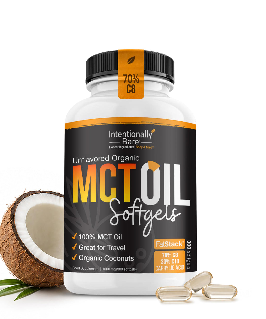 Intentionally Bare MCT Oil Capsules, Unflavored, 300 Count