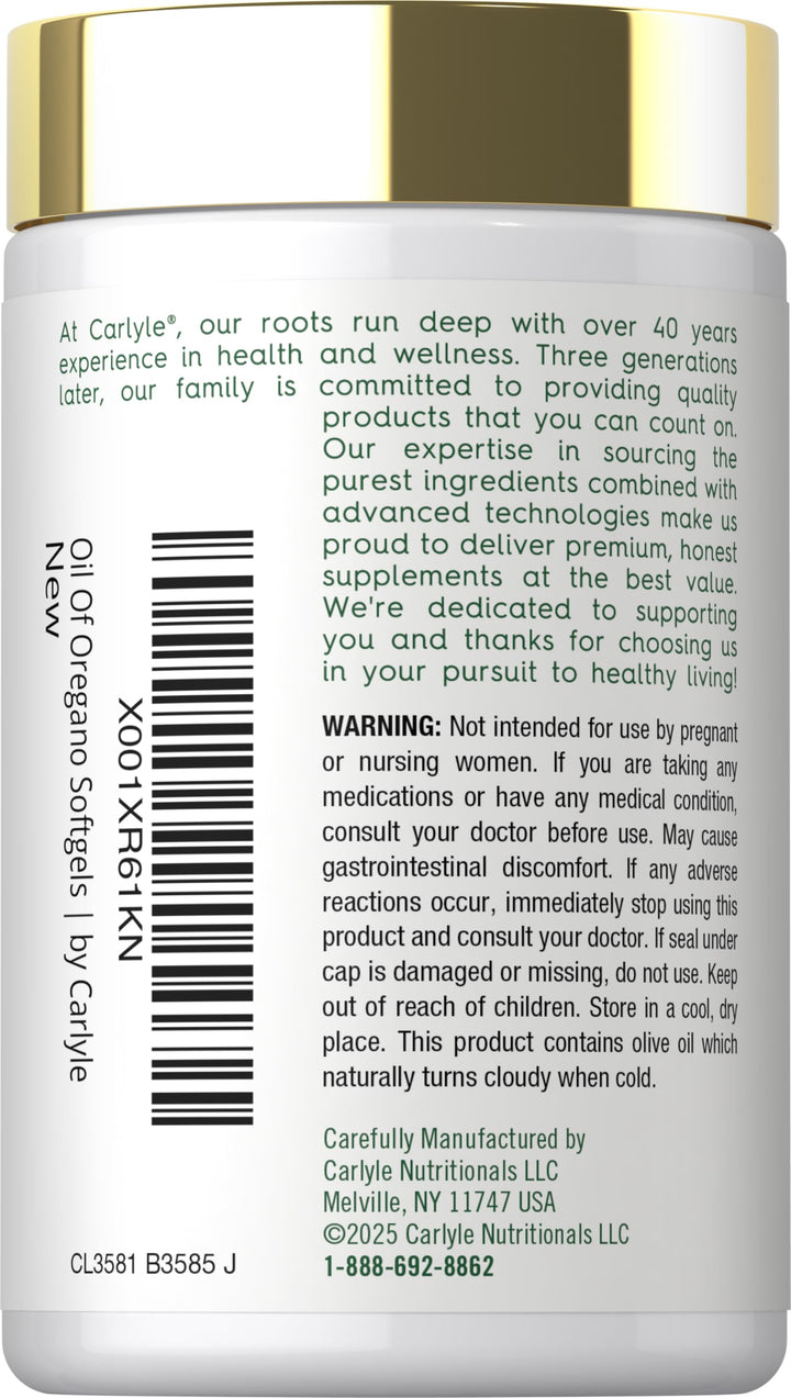 Carlyle Oregano Oil Extract, 150 Count
