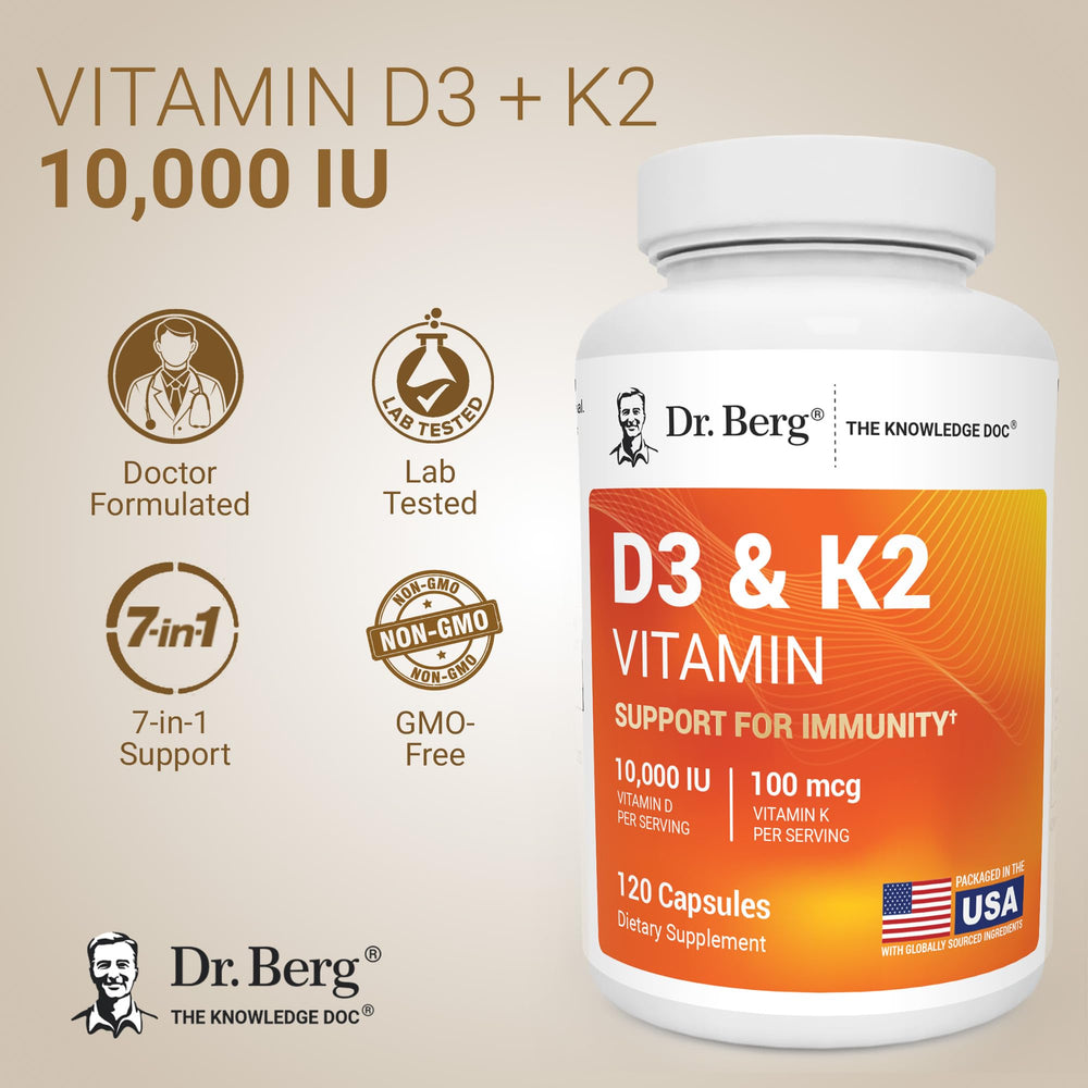 Dr. Berg Nutritionals D3 & K2 Vitamin Supplement, 120 Count