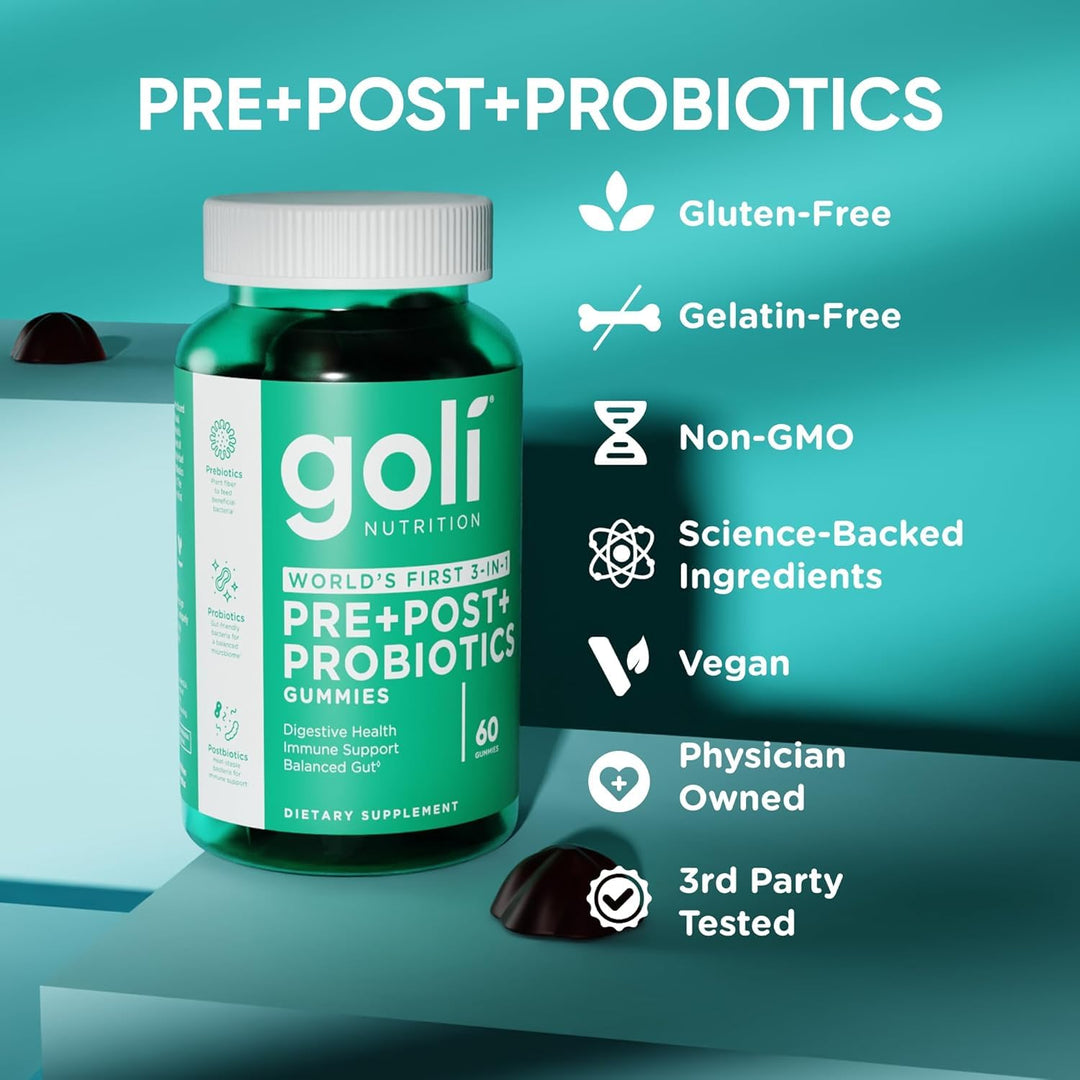 Goli Pre + Post + Probiotics Gummies, 60 Count
