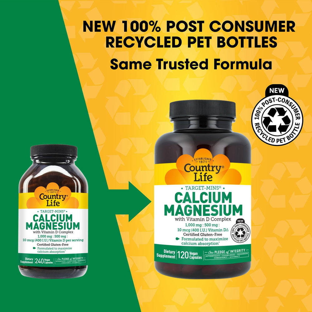 Country Life Target-Mins Calcium Magnesium with Vitamin D, 240 Count