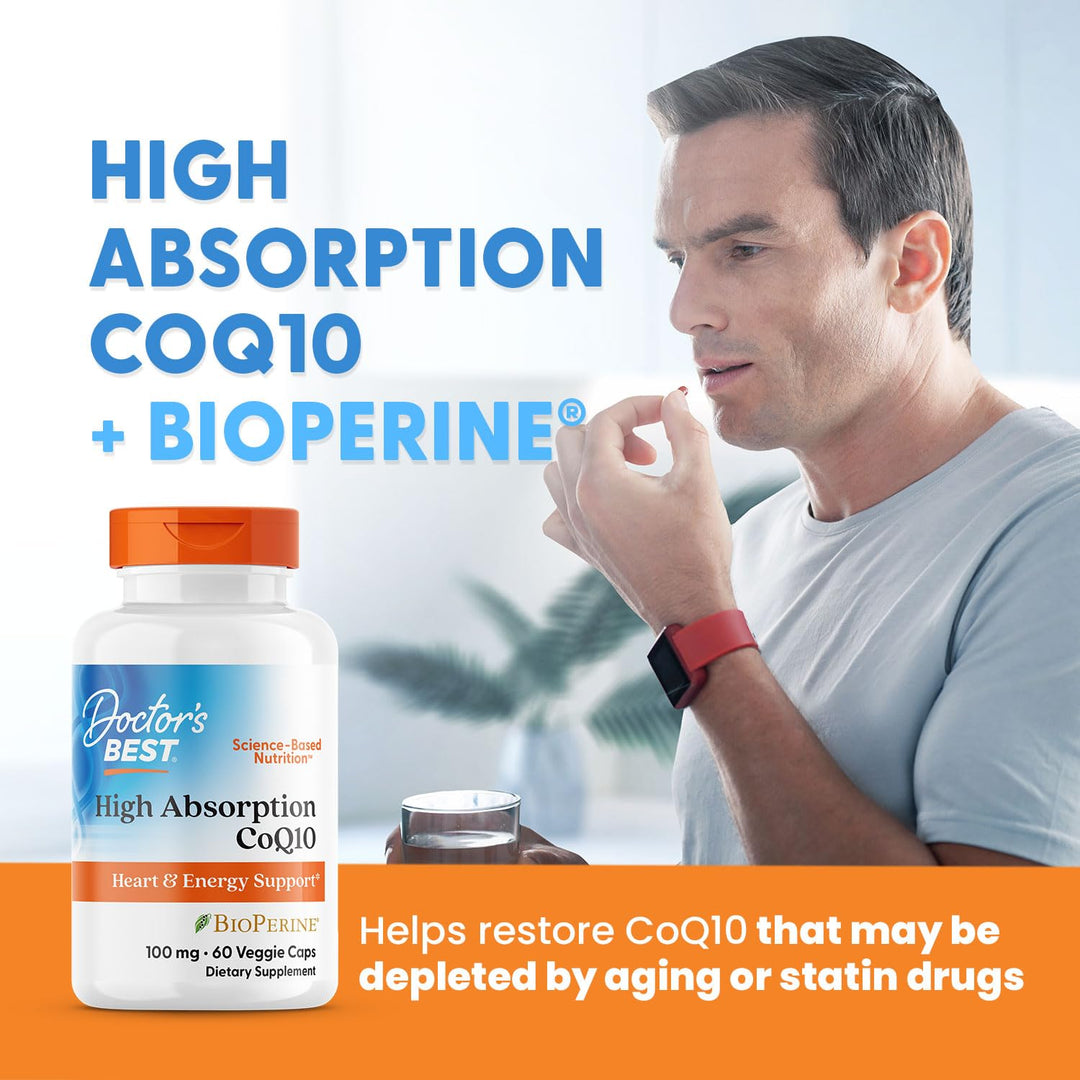 Doctor's Best High Absorption CoQ10 with BioPerine, 100 mg, 60 Count