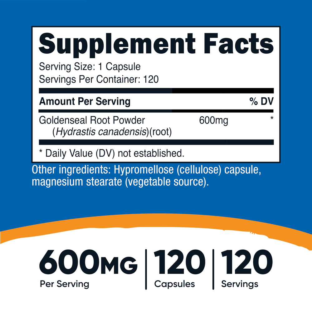Nutricost Goldenseal Root Capsules, 600 mg, 120 Count