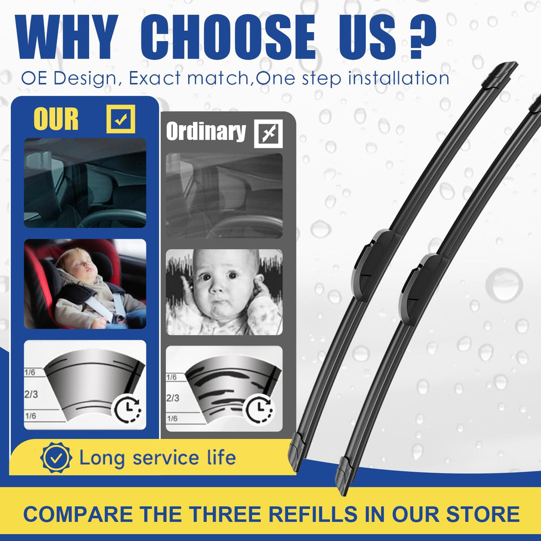 ANRDDO Factory Replacement Windshield Wiper Blades Set, 16 in, 14 in, 10 in, 4 Count
